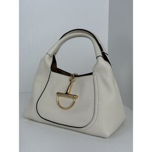 Gucci Softbit Medium Top Handle Bag White Leather with Gold Hardware B-2